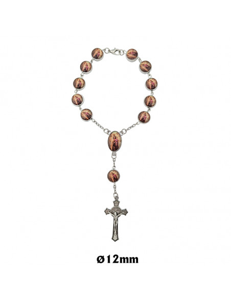 Rosario Acero Escapulario 4Mm Con Medallas 2X1.4Cm Cruz Picos Grabada Laser San Benito