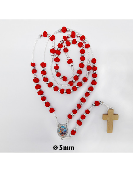 Rosario Nudos 5Mm Cuerda Rojo