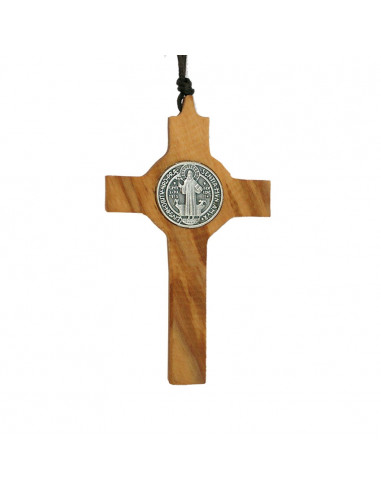 Cruz San Benito Madera Olivo 74Mm Con...
