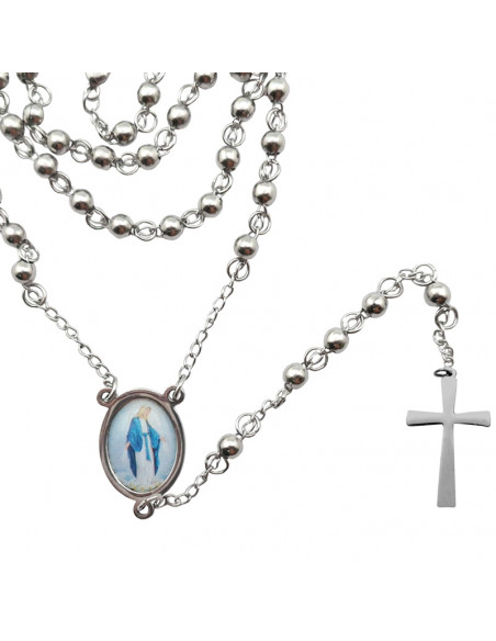 Rosario Acero 4Mm Personalizable Con Cruz