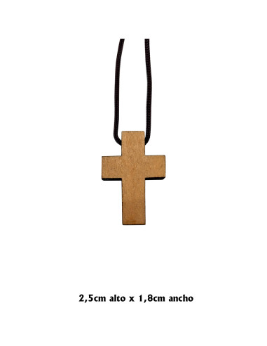 Cruz Madera clara 3X1.5x0.6cm con cordon