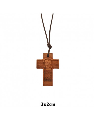 Cruz Madera Cara Cristo Grabada...