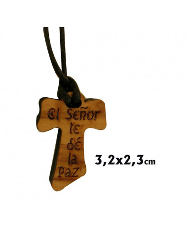 Cruz Madera Tau Con Bendicion Escrita...