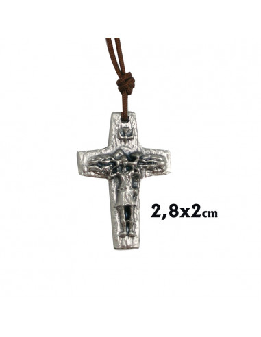 Cruz Metal Buen Pastor 2. 8x2cm Con Cordon