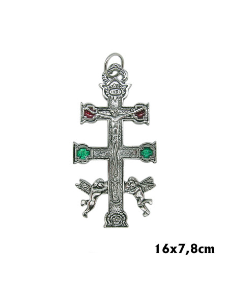 Cruz Caravaca Plateada 16X7. 5Cm Con Angeles