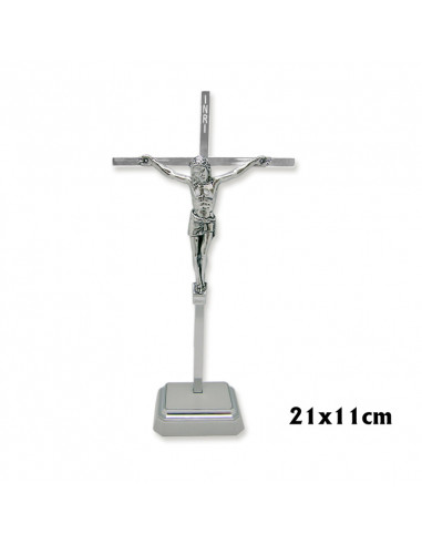 Crucifijo Metal Base 22x11cm Niquel N251