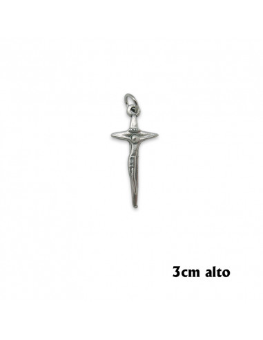 Cruz Metal Alargada Con Cristo Curvo 3. 5x1. 5cm