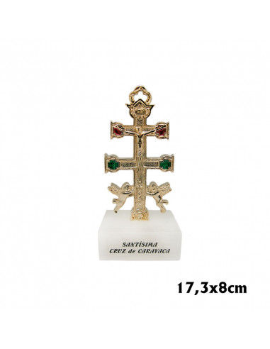 Cruz Caravaca Dorada Grande Base Rectangular 17. 3x8cm