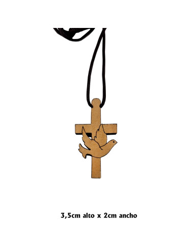 Cruz Madera 4X2.5 Cm Con Paloma grabada