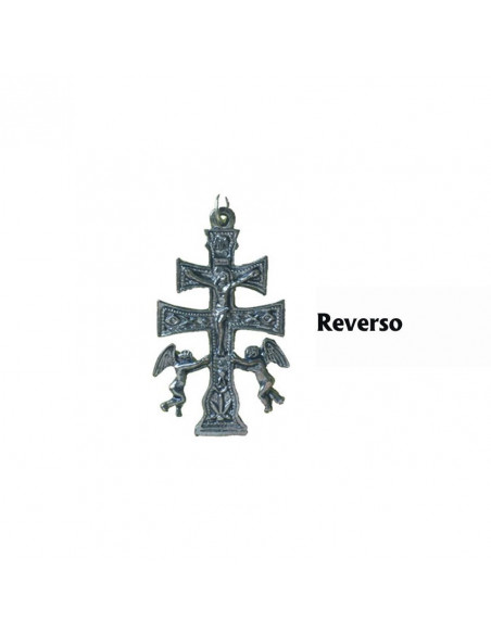 Cruz Caravaca Plateada 5. 2x3. 2cm Con Angeles