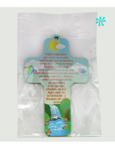 Cruz Infantil A Color Madera 12.5x8.5cm Padre Nuestro