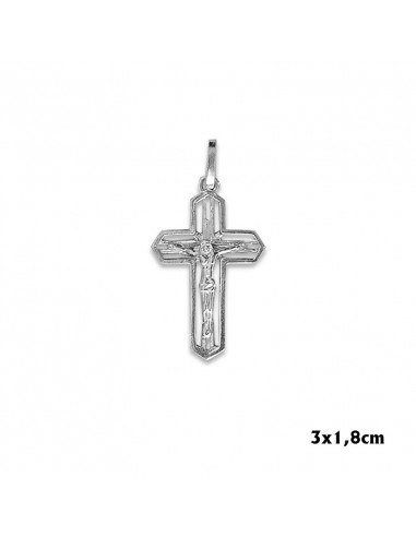 Cruz Plata Calada 27x18mm Con Caja