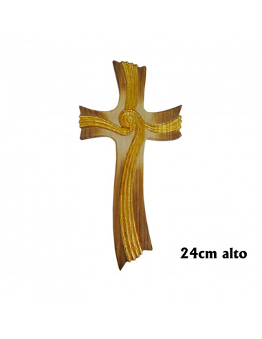 Crucifijo Madera Olivo 30cm Irregular Formando Una S