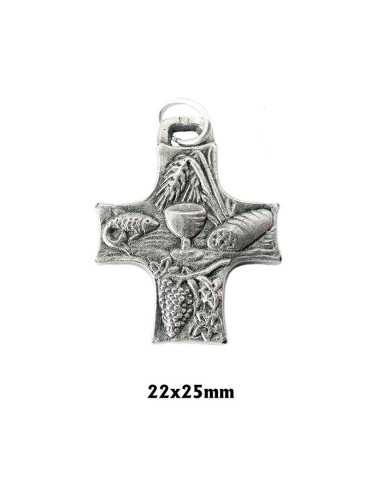 Cruz Metal Eucaristia Niquel 25X22mm