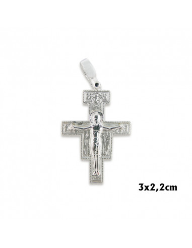 Cruz Plata 30x22mm San Francisco Argolla Gruesa