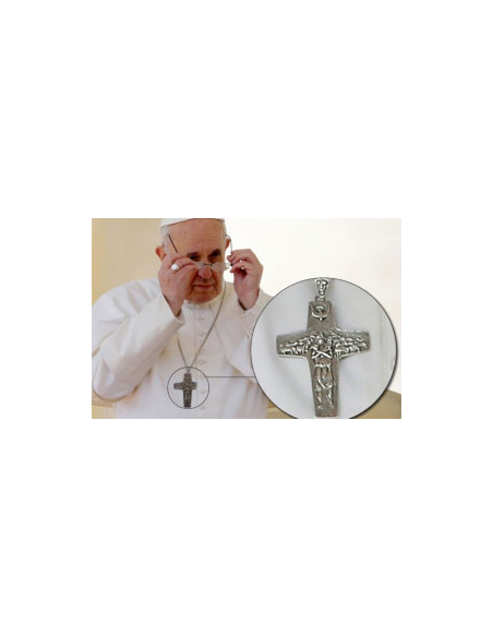 Cruz Metal Buen Pastor 7X5cm Con Espiritu Santo Y Rebaño Ovejas