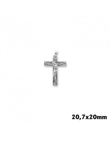 Cruz Con Cristo Plata 27x22mm