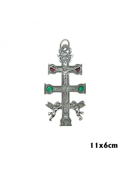Cruz Caravaca Plateada 11X6cm Con Angeles