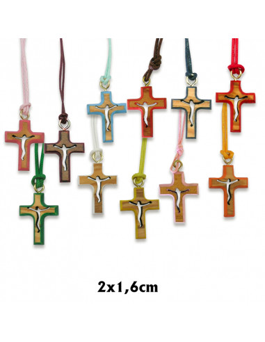 Cruz Madera En Color Cristo Grabado...