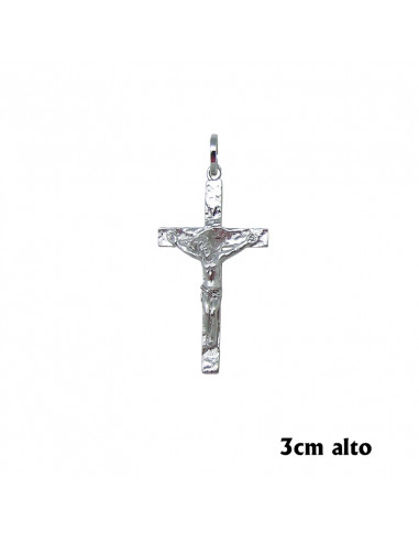 Crucifijo Plata Rodiada Decoracion Irregular 30mm
