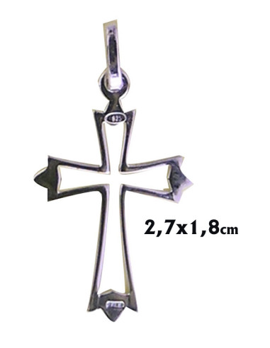 Cruz Plata Calada 27X18mm Con Caja