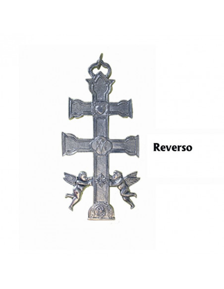 Cruz Caravaca Plateada 11x6cm con Angeles