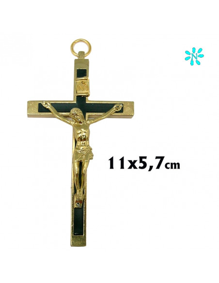 Cruz Metal Buen Pastor 7X5cm Con Espiritu Santo Y Rebaño Ovejas