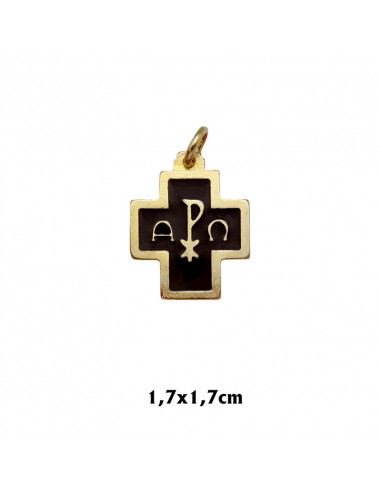 Cruz Cuadrada Dorada Con Esmalte...