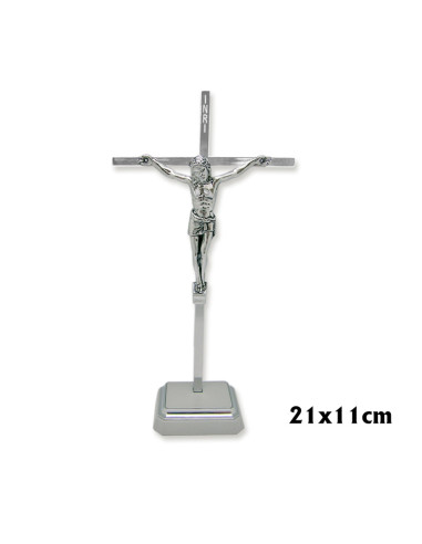 Crucifijo Metal Base 22X11cm Niquel N251