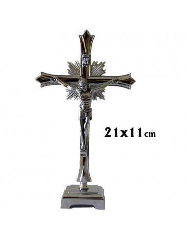 Cruz Metal Estrella Niquel Con Base 21Cm