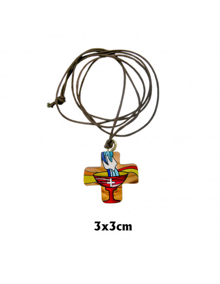 Cruz Madera Pintada Bautizo 3X3cm En Blister Con Tarjeta