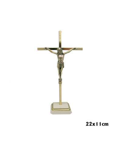 Crucifijo Metal Base 22X11cm Dorado N253