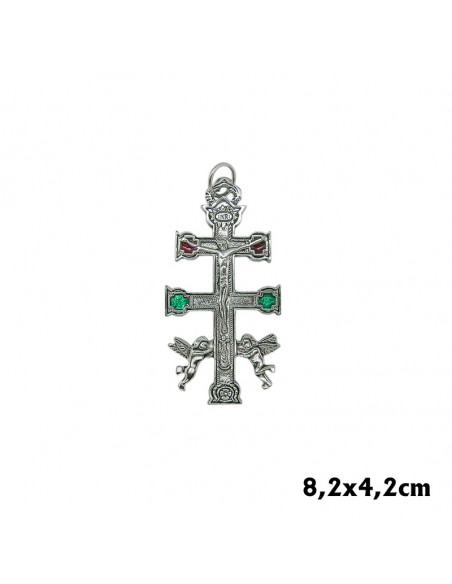 Cruz Caravaca Plateada 8. 2X4. 2Cm Con Angeles