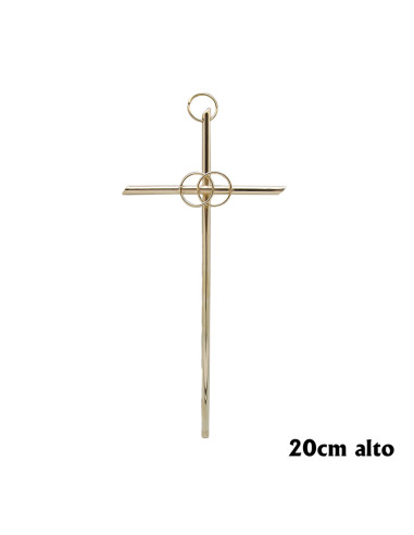 Cruz Metal Con Anillos Dorada 20Cm