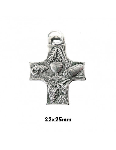 Cruz Metal Eucaristia Niquel 25X22mm