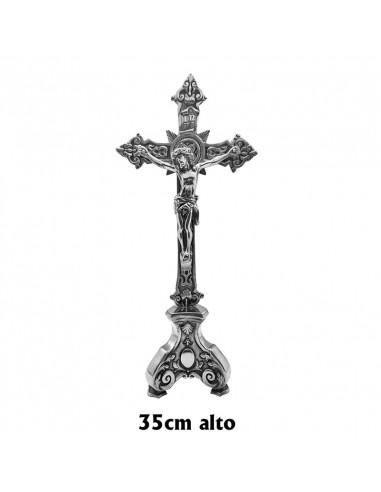 Crucifijo Estaño Con Base 35Cm