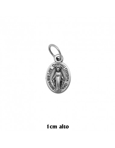 Medalla Metal Oval Doble Virgen Milagrosa Con Signo Mariano 10mm