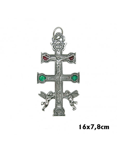 Cruz Caravaca Plateada 16X7. 5Cm Con Angeles