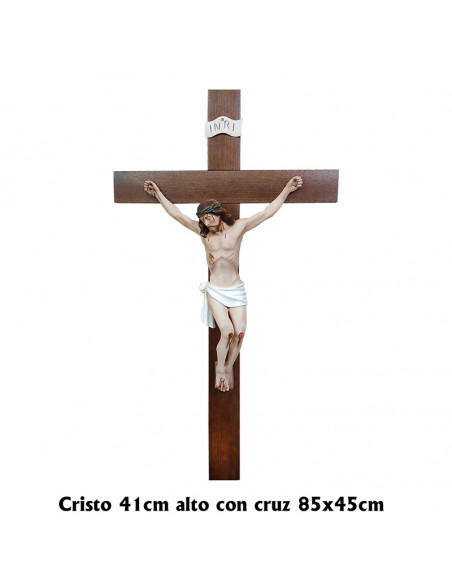 Crucifijo Madera Con Cristo 41Cm En Resina Policromada 85X45cm