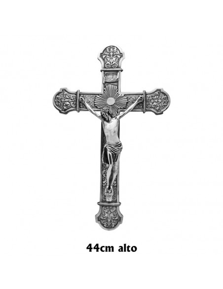 Cruz Metal Buen Pastor 7X5cm Con Espiritu Santo Y Rebaño Ovejas