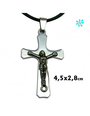 Cruz Colgante Acero Plana 4. 5X2. 8Cm...