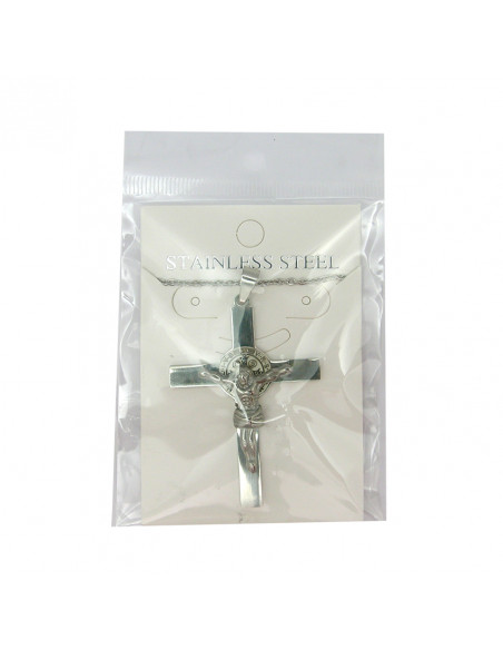 Cruz San Benito Acero 55X40mm Con Cadena De Acero