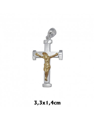 Cruz Plata 33X14mm Con Cristo Dorado...