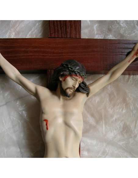 Crucifijo Madera Con Cristo 40Cm En Resina Policromada 80X43cm