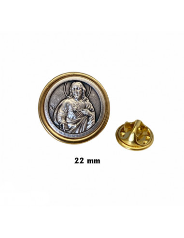 Pin Redondo Sagrado Corazon Plateado...