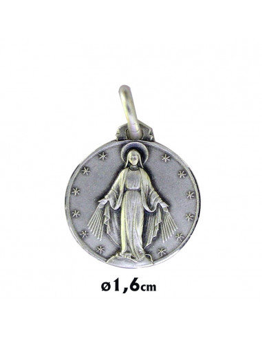 Medalla Plata 16mm Virgen Milagrosa