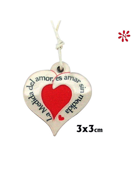 Colgante Coraz n 3X3 Cm Hueco Doble La Medida Del Amor En Blister