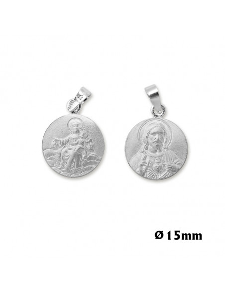 Medalla Plata San Benito 15 MM Enganche Grueso