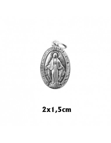 Medalla Plata Oval 20x14mm Virgen Milagrosa