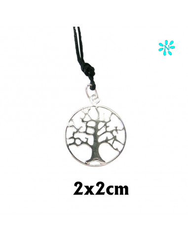 Medalla Plata Arbol De La Vida 22mm Redonda Con Cordon Y Caja